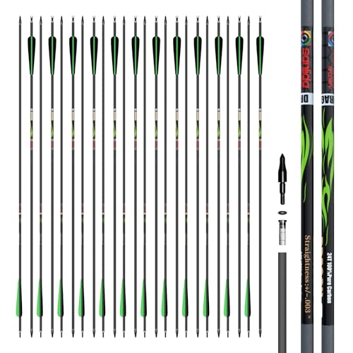 Carbon Hunting Arrows 100% Pure, Olympic-Grade 10 Spine, Straightness ±0.003, Pack of 12 or 24