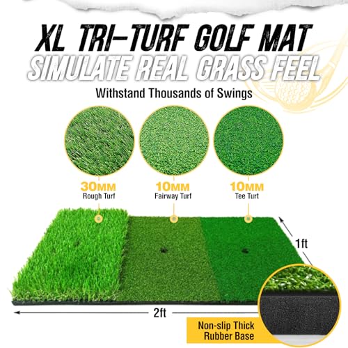 PodiuMax 10x7FT Golf Practice Net with Target and Real Balls for Backyard Swing Training