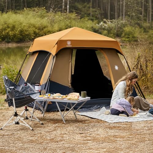Ever Advanced Orange 4-Person Instant Camping Tent with Blackout & Waterproof 8' x 7'