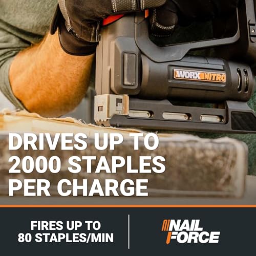 WORX 20V Cordless Crown Stapler Kit - 3/8-Inch, Battery & Charger Included