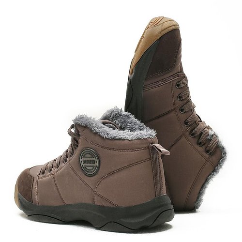 UPSOLO Mens Backpacking Boots Ankle Snow Booties Winter Trekking Hiker Anti-Slip Hiking Shoes Anti-Slip Fully Fur Casual Walking Lightweight Sneakers(6118 Brown 44)