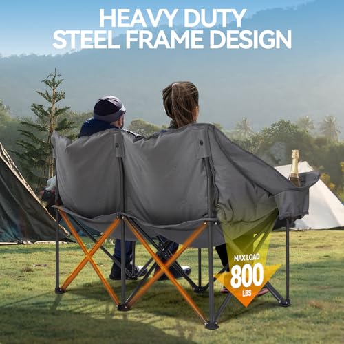 Huskfirm Heated Double Camping Chair with 3 Temperature Settings & USB Power