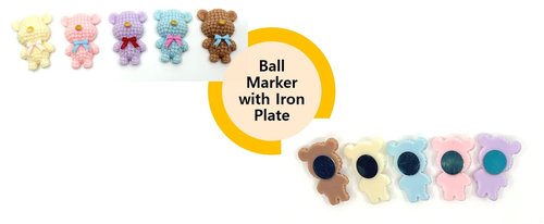 LUCIDDREAM Premium Bow TIE Bear Golf Tees Hanger and Ball Marker 5 Color Sets Silicone & 3-1/4" Adjustable Height Tee, Tee Loss Prevention, Excellent Golf Accessory, Durability and Stability Gift