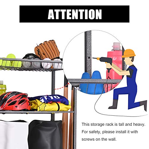 Sports Equipment Organizer with Golf Bag Storage and Accessories Rack