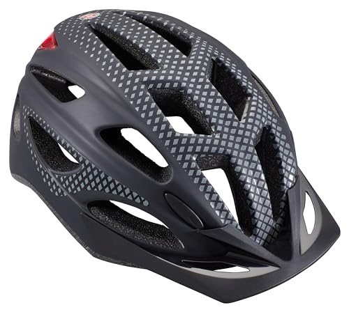 Schwinn Lighted Adult Bike Helmet Matte Black, Size 58-62cm, Rear LED & Reflective Strips