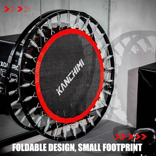 48-Inch Folding Mini Fitness Trampoline with Handle - Black, 330lbs Capacity