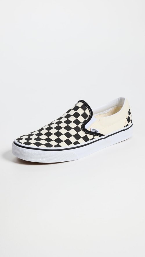 Vans Slip On Unisex Sneakers, Checkerboard Black/Off White, 9 US Women/7.5 US Men