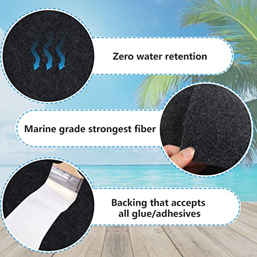 Boat Trailer Bunk Carpet 18ft x 18in - 8mm Thickness for Boat & Jet Ski Trailers (Black)