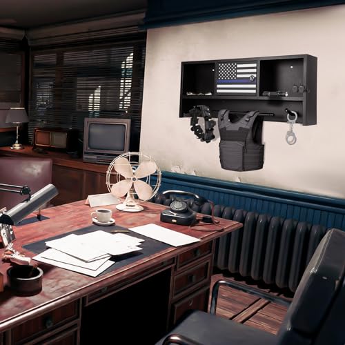 Neoaider Wall Mounted Police Gear Rack with Gun Storage - 36x4x15 Inches