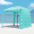 Beach Cabana Tent with Side Wall - UPF 50+ Sun Shelter 6x6 ft - Pineapple Jungle / Simple