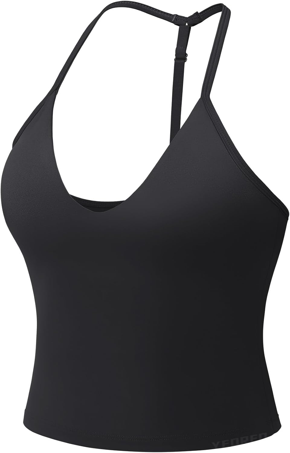 YEOREO Women's Halter Tank Top - Strappy Padded Deep V Neck with Built-In Bra | Gym Crop Top