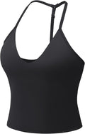 YEOREO Women's Halter Tank Top - Strappy Padded Deep V Neck with Built-In Bra | Gym Crop Top