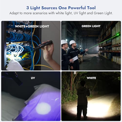 WUBEN X5 Rechargeable LED Flashlight Black, 1300 Lumens, 6 Modes, UV & Green Light