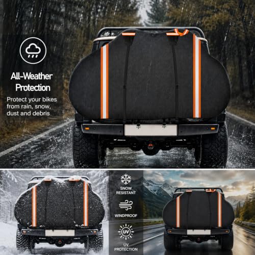 Heavy Duty Waterproof Bike Cover for 2 Bikes, Universal Fit for Mountain, Road & Electric Bikes