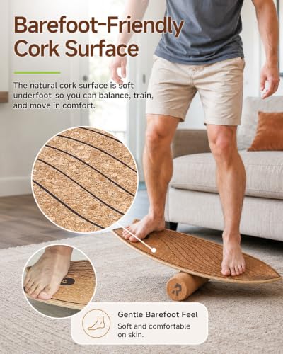 Balance Board with Roller & Stand - Indoor Surf Trainer for Home Workout