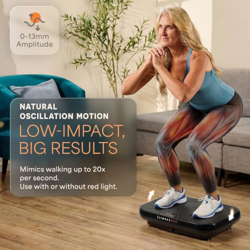 Lifepro VibraRed Vibration Plate with Red Light Therapy & Resistance Bands - Black Edition