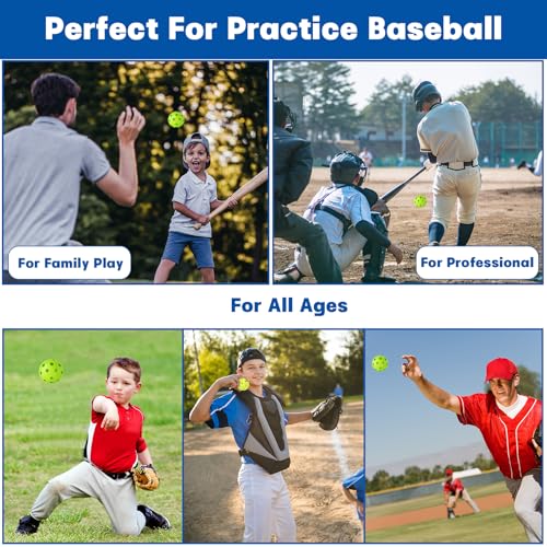 Green Plastic Baseballs Practice Balls 100 Pack with Drawstring Bag for Indoor Outdoor Training