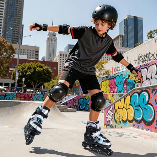 Kids Adjustable Inline Skates for Boys and Girls - Medium Big Kids Teens