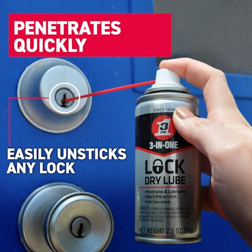 3-IN-ONE Lock Dry Lube Spray 2.5 OZ - 12-Pack for Locks & Keys