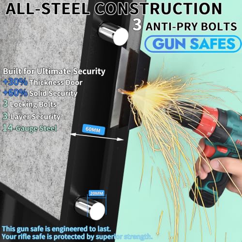 KAER Black 3-Gun Safe for Rifles & Pistols, Fully Assembled Home Security