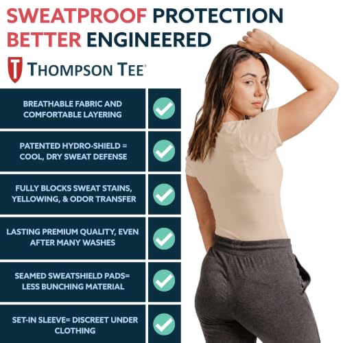 Women's Slim Sweatproof Undershirt - Odor & Sweat Blocking Rayon Scoop Neck - Medium Beige