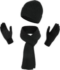 KRATARC Warm Knitted Scarf and Beanie Hat Set - Unisex Fleece for Cold Winter Days