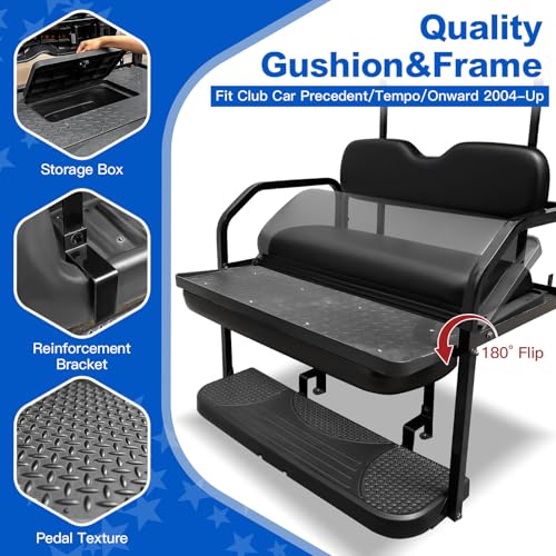 NOKINS Golf Cart Rear Flip Seat Kit for Club Car Precedent, Tempo, Onward