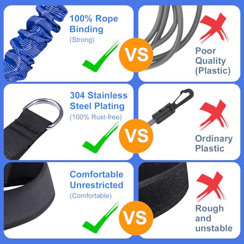 Blue Adjustable Swimming Resistance Belt 8-25FT for Pool Training