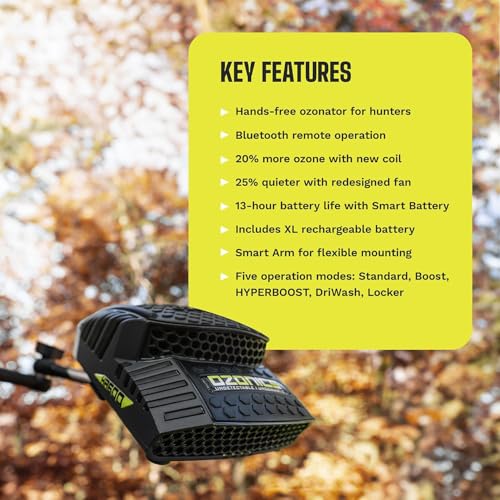 Hunting Scent Eliminator with Bluetooth Control and Rechargeable Battery