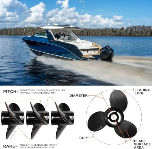 Boat Propeller for Mercruiser Alpha One 14.5x19 3-Blade Aluminum Replacement - Right Rotation, Hub Kit Included