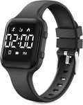 Skiennix Children's Fitness Tracker Watch - Waterproof Digital Step Counter with Pedometer & Alarm (Black)