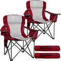 Red Oversized Camping Chair 500lbs Heavy Duty Padded Outdoor Seat with Lumbar Support