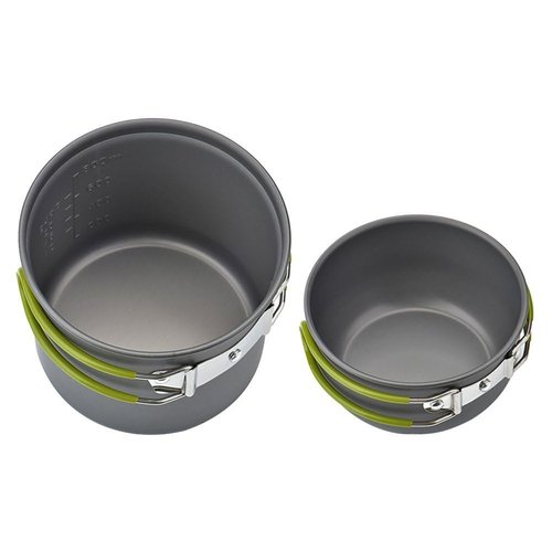 Camping Cookware Mess Kit Backpacking Pot Gear Camping Cooking Pots and Pans Set Camp Kitchen Equipment Accessories Green 4.88 x 6.57 inch