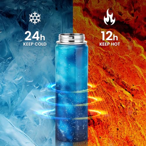 Insulated 20 oz Stainless Steel Water Bottle with Leak-Proof Lid & Paracord Handle