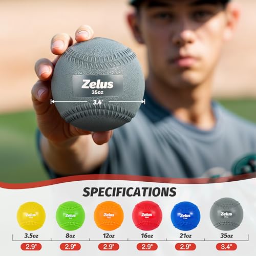 Advanced Training Weighted Baseball Set with Seams - 6 Pack, Includes 3.5 oz. to 35 oz. Balls