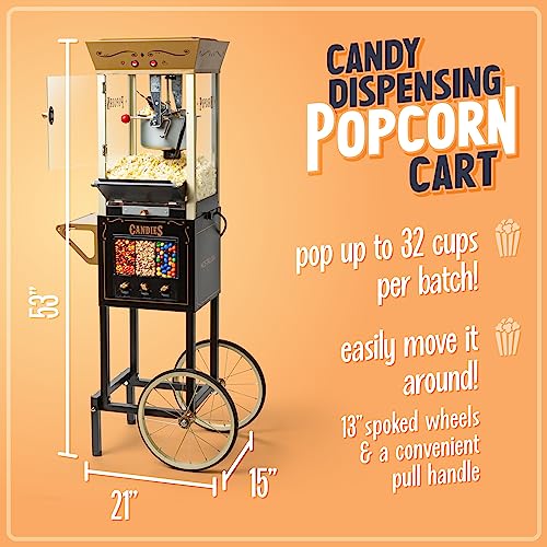 Nostalgia Black 8oz Stainless Steel Popcorn Maker & Candy Cart