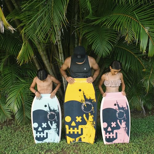 Veer Adult Body Board Yellow - High Performance Boogie Board with Neoprene Tether