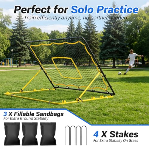 JOLORLY 5.5x4 ft Adjustable Soccer Rebounder Net for Skills Training, Portable & Foldable