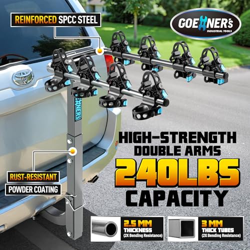 Heavy-Duty 4-Bike Hitch Rack 240 lbs Load Dual Locking Car Bike Carrier