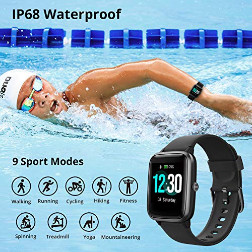 Fitpolo Smart Watch for Men Women Black 1.8” Touchscreen Fitness Tracker