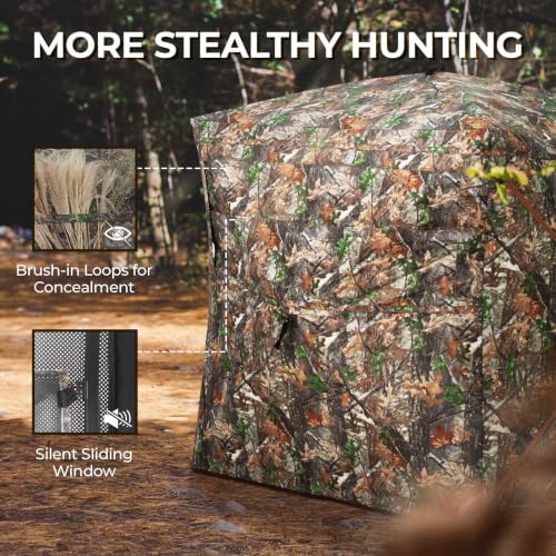 HUNTSEN 2-3 Person Portable Hunting Blind with 360° See-Through Mesh & Waterproof Floor Mat