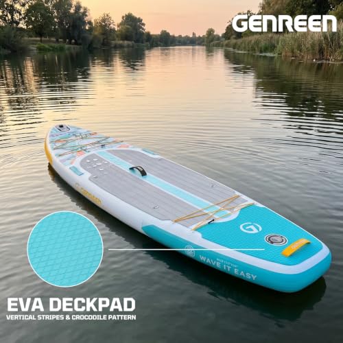 GENREEN 10'6" Inflatable Stand Up Paddle Board Blue Jellyfish - Beginner & Stable