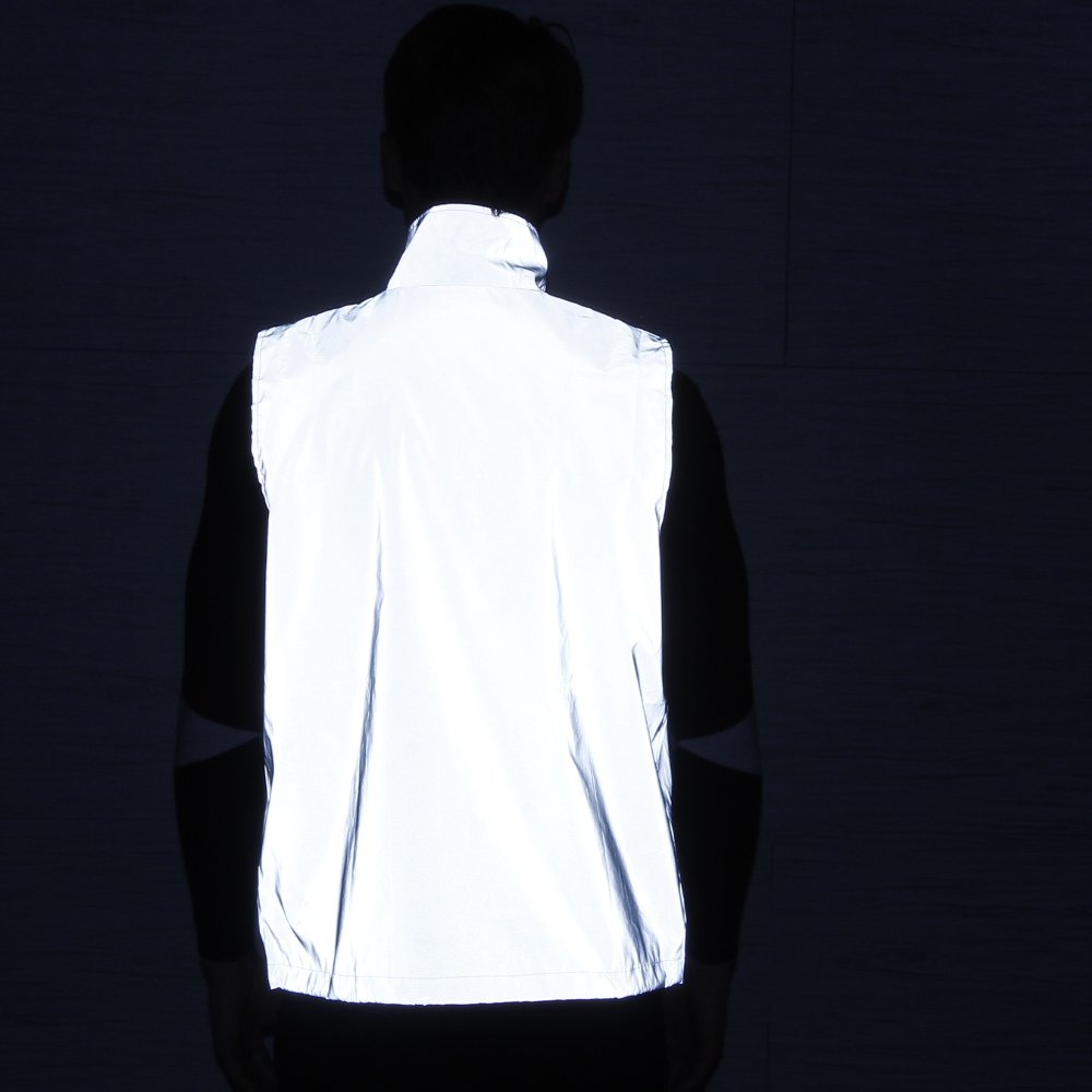 LZLRUN Men Women Reflective Vest Jacket Casual Hiphop Windbreaker Night Sporting Coat Hooded Fluorescent Clothing (XXL)