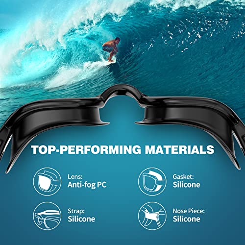 Robee Polarized Swim Goggles for Men Women Youth - Anti-Fog, Mirror Blue, Black