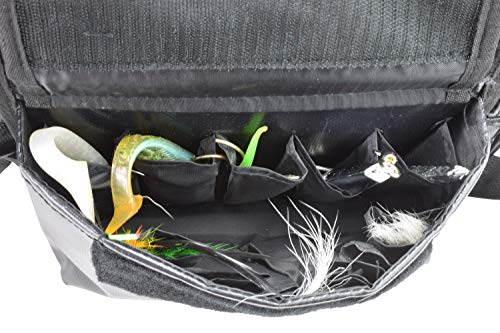 Surf Fishing Tackle Bag with Multiple Pouches and Adjustable Strap