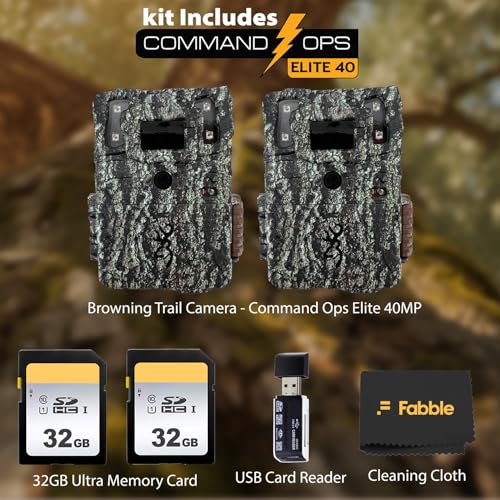 Trail Camera Bundle with 40MP Resolution, 2 Cameras, 32GB SD Cards & Accessories - Black