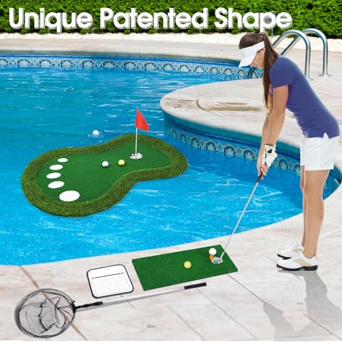 KEMLDIVS Floating Golf Green Pool Game 35x23 Inch - Patented Design, Complete Set