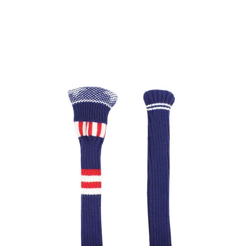 Scott Edward Knitted Golf Club Cover Long Full Coverage Golf Club Cover Set of 3 Fits Well Driver(460cc) Fairway Wood and Hybrid(UT) Golf Club Protector for Male/Female on Blue Star Stripe Style