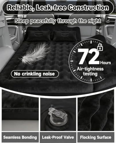 Umbrauto Car Air Mattress Black - Backseat Inflatable Truck Bed for SUV & Van with Pump & Pillows