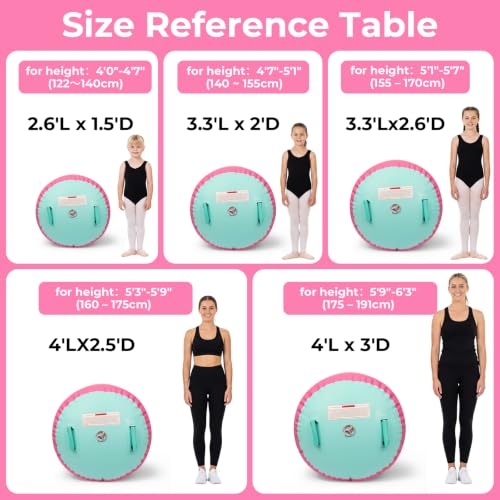 Pink & Green Inflatable Gymnastics Air Barrel with Pump - Back Handspring Trainer 3.3' x 2.6'